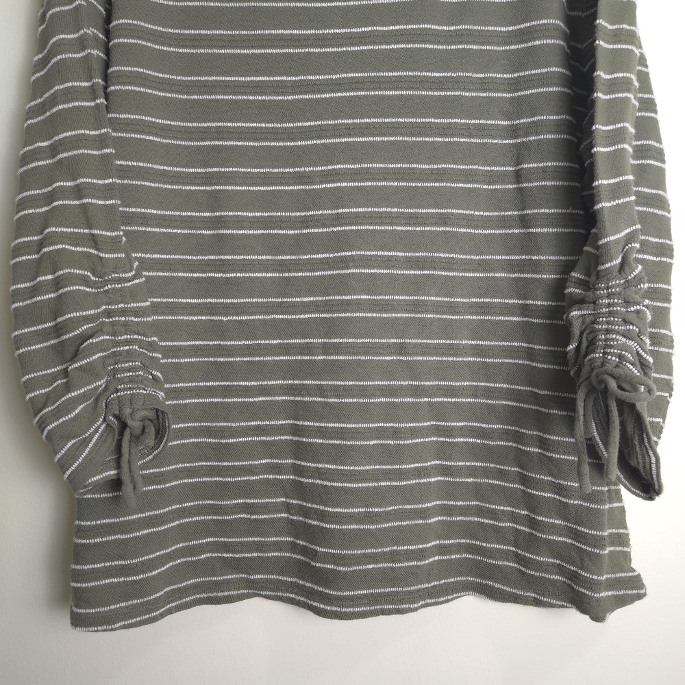Talbots Basic Classic Cozy Olive Green Striped Lo… - image 3